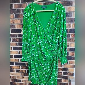 Ralph Lauren flowery green dress, size 16
